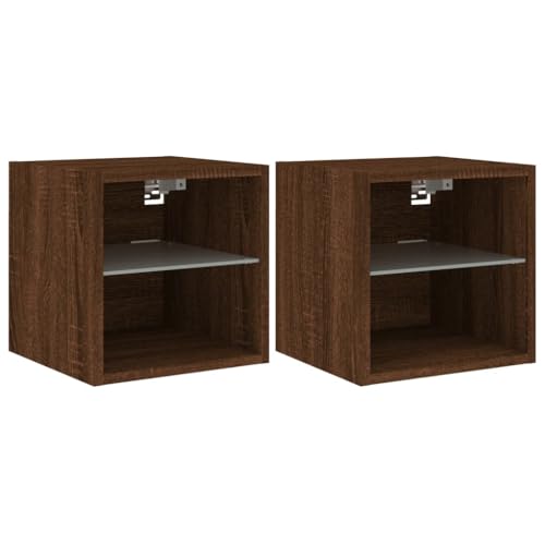 KKgypkn Lot de 2 armoires TV murales avec éclairage LED RVB pour montage mural - Console TV avec étagère en verre et port USB - 30 x 28,5 x 30 cm - Aspect...