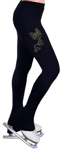 NY2 SPORTSWEAR Figure Skating Practice Pants with Rhinestones R195 - Adult Sizes- (Adult Extra Large) Black