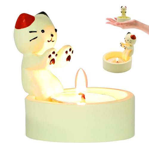 SPERMUOY Katzen Kerzenhalter,Katzen Teelichthalter Pfoten Wärmen...