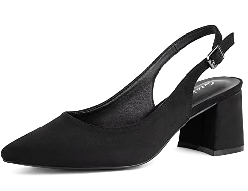 Greatonu Chaussures d'escarpin à talon pointu pour femmes, talons hauts, escarpins à lanières pour femmes, sandales habillées Noir EU 39 Cover
