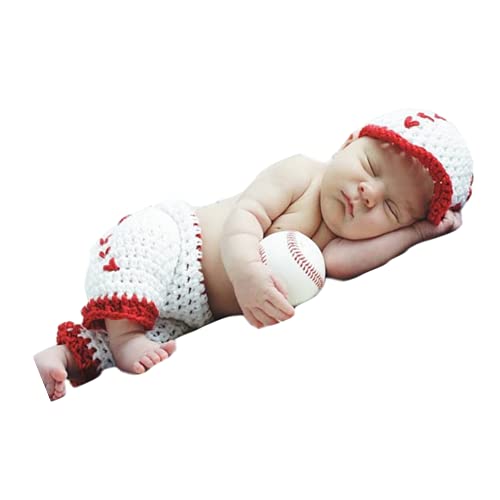Image of Vomdrok Newborn Monthly Baby Photography Props Outfits Infant Baseball Hat Shorts Set for Boy Photo shoot Costume