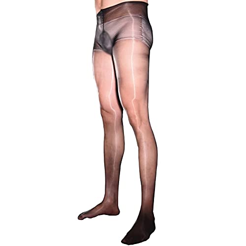 Men's Plus Size 1D Ultra-thin Shiny Glossy Pantyhose Nylon Sheer Tights See Through Body Stockings with Sheath
