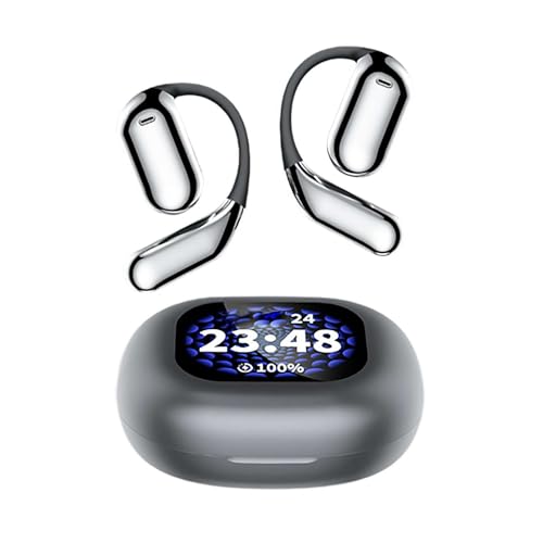 Intelligent Touch Screen Open Bluetooth Earphones,True Wireless Open Ear Earbuds Bluetooth 5.4,Erazer Over The Ear Earbuds Xp2 with LED Display,Noise Reduction,IPX7 Waterproof for Running, Cycling