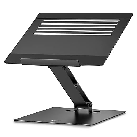 Besign LSX5 Aluminum Laptop Stand, Ergonomic Adjustable Notebook Stand, Riser Holder Computer Stand Compatible with Air, Pro, Dell, HP, Lenovo More 10-14" Laptops (Black)