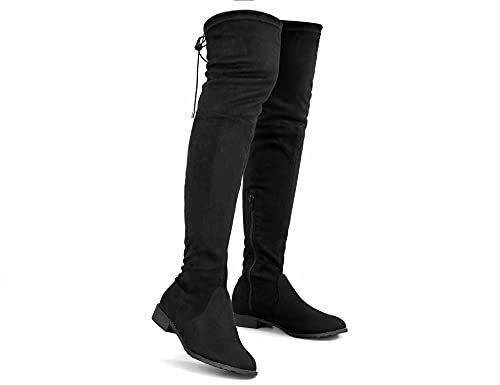 Greatonu Women's Over Knee High Boots Warm Winter Long Boot with Side Zipper Back Lace Fashion Thigh High Boots2