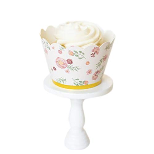 Cupcake Wrappers Pink Floral Gold Cupcake Wraps with Foil Detail for Baby Shower