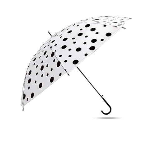 transparent polka dot umbrella for women and girls windproof automatic open clear rain umbrella with long handle big size stylish chhatri for kids outdoor travel photo shoot