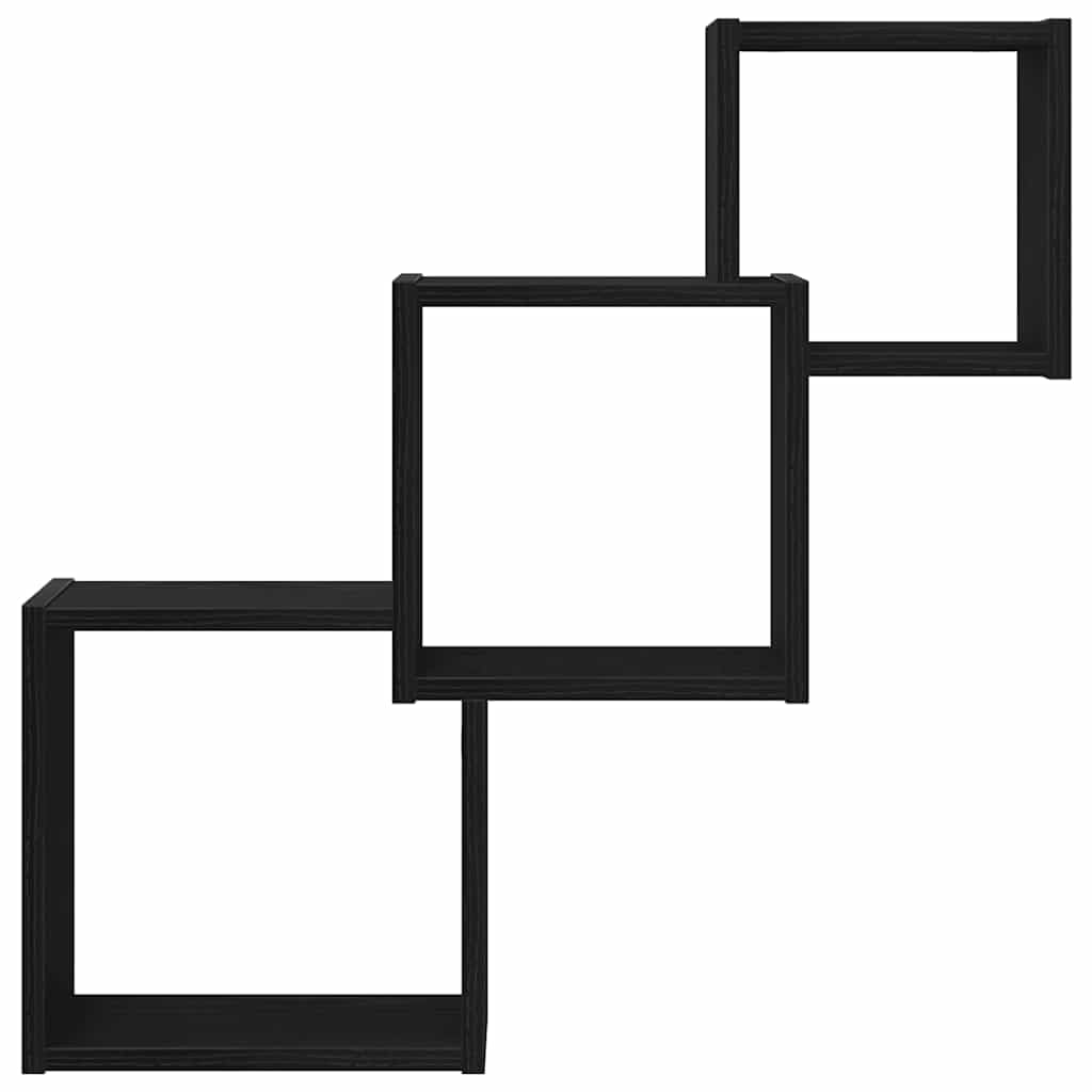 Estante de pared 68 x 15 x 68 cm, roble negro, 3 compartimentos, capacidad de carga 40 kg, material de madera, para salón, pasillo, dormitorio, cocina