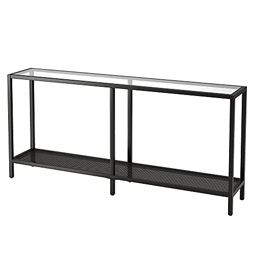 Image of Henn&Hart 64 inch Wide Rectangular Console Table in Blackened Bronze, Entryway Table, Accent Table for Living Room, Hallway