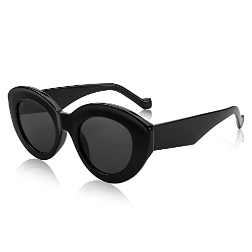 FEISEDY Oversized Cat Eye Sunglasses for Women Retro Thick Frame Oval Cateye Shades UV400 Sunnies B9068