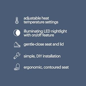 Brondell l60 ew lumawarm heated toilet seat with night light three temperature settings gentle close lid easy installation built in controls elongated white  urban country home decor