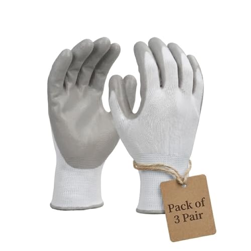 Image of Multipurpose Nylon Anti Cut PU Nitrile Coating Work Safety Gloves White-Grey Pair 3