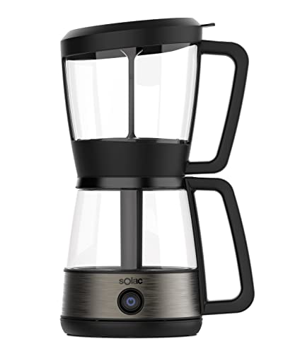 Solac SIPHON BREWER 3-in-1 Vacuum Coffee Maker, Tea Brewer & Water Boiler, Brushed Stainless Steel and Black, 30 oz