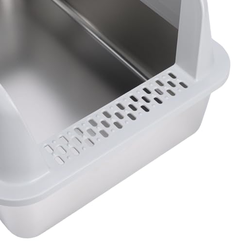 Arenero para gato extra grande de acero inoxidable con entrada superior miniatura 7