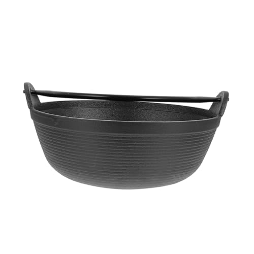 HEALLILY Caldero de hierro fundido para exteriores, portátil, antiadherente, para acampar y uso doméstico, horno holandés versátil para guisos, sopas y freír