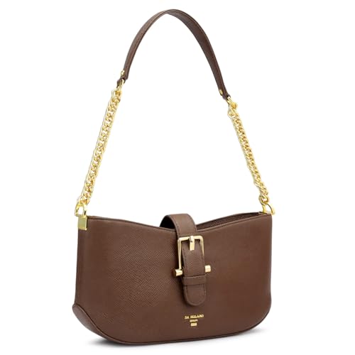 Image of Da Milano Small Leather Shoulder Bag - Brown (01502OL)