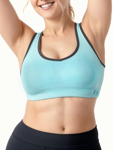 FITTIN Racerback Sports Bra for Women - High Impact Padded Seamless Activewear Bras for Yoga Gym Workout Fitness