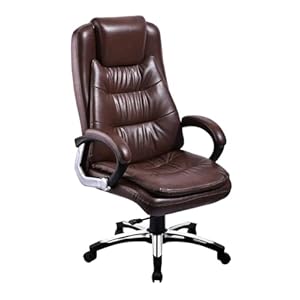 Mezonite High Back Revolving Leatherette Office Chair Work at Home, Recliner Chair, Study Chair, Ergonomic Chair, Gaming Chair, Diwali Gifts, Padded Arms & Heavy Duty Metal Base (Brown)