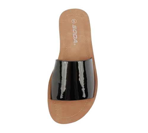 Image of Soda Shoes Efron-S Women Flip Flops Basic Plain Slippers Slip On Sandals Slides Casual Peep Toe Beach