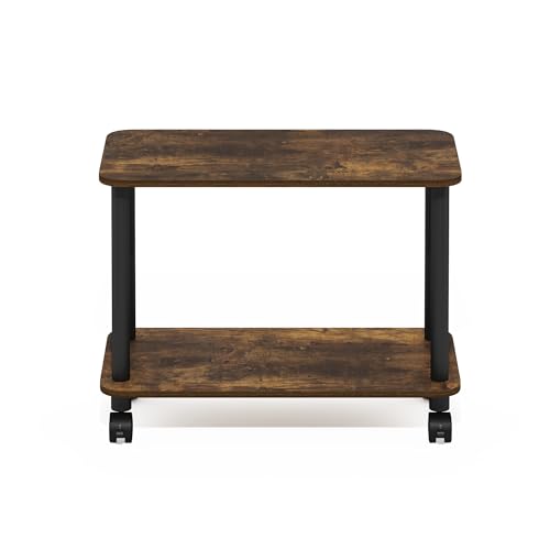 Furinno Turn-N-Tube Night Stand, 2-Tier Rectangle Nightstand with Wheels, Round Corner Side Table, End Table with Open Shelf, Toolless Assembly, for Living Room, Bedroom, Amber Pine - image 7
