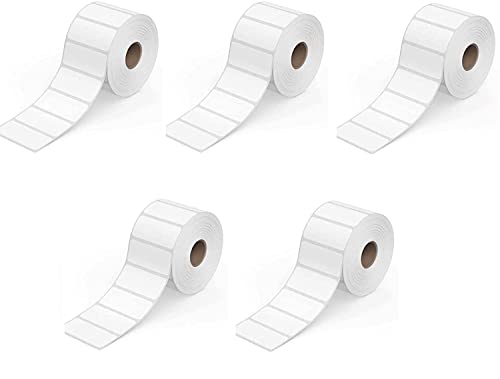 Image of True-Ally 60x40 Direct Thermal Barcode Label Sticker - 2.5 x 1.5 inches - 60mm x 40mm - 500 Labels Per Roll - White Self Adhesive Sticker for Printing Barcoding (5 Roll Per Pack (2500 Labels))