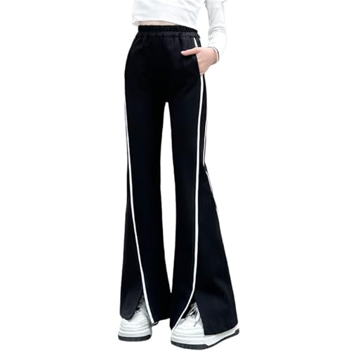 Moonker Bell Bottom Pants for Girls Wide Leg Split Elastic High Waisted Y2k Casual Pants Summer Skinny Kids
