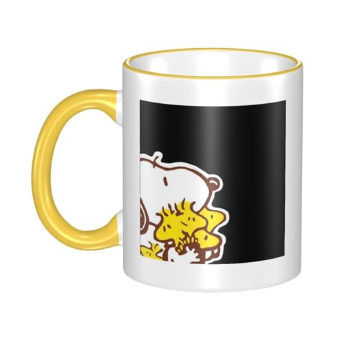 スヌーピー マグカップ 保温・保冷 電子レンジ対応 コーヒーカップ 陶器 セラミック 耐高温 軽量 個性人気 誕生日プレゼント大容量 Yellow