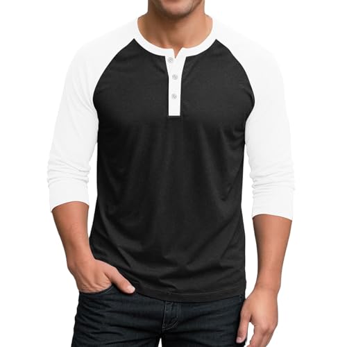 Herren Baseball Classic Long Sleeve T-Shirt Schwarz 3XL Herren Baseball Classic Long Sleeve T-Shirt Schwarz 3XL