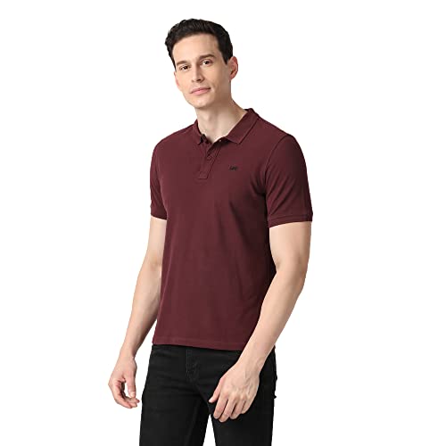 Image of Lee Men's Solid Red T-Shirt (Slim)