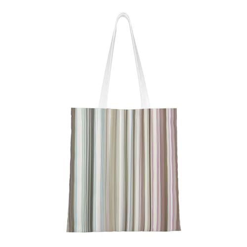 Striped. Print Polyester Canvas Tote Bag, Shopping Bag With Reinforced Handles, Reusable