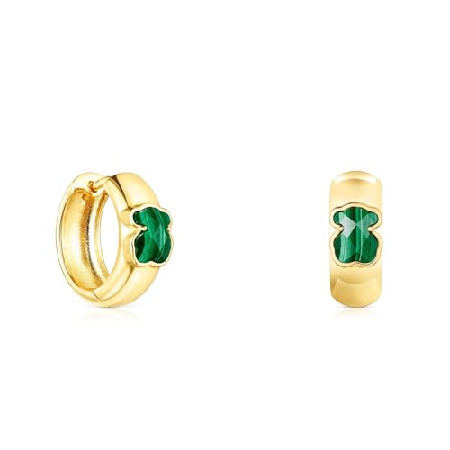 TOUS Pendientes pequeños con baño de oro 18 kt sobre plata y malaquita Icon Color