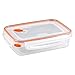Sterilite Ultra-Seal 5.8 Cup Rectangle, Airtight Food Storage Container, Latching Lid, Microwave and Dishwasher Safe, Clear With Orange Gasket, 6-Pack