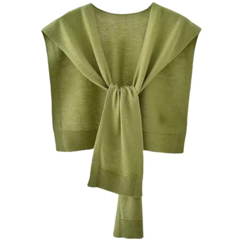 Image of WaJuemy Women's Fashion Knitted Shawl Wraps Sleeves Sweater Collar Shawls Top Travel Casual Lightweight Scarf Wrap Cape 2026 Trendy Shoulder Accessories(35 Avocado green)