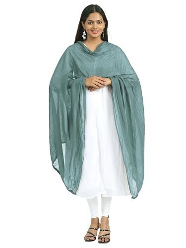 Image of Miraan Solid Pure Cotton Dupatta with Pom Pom Border, 2.25 meters length (DUPCOTTON)