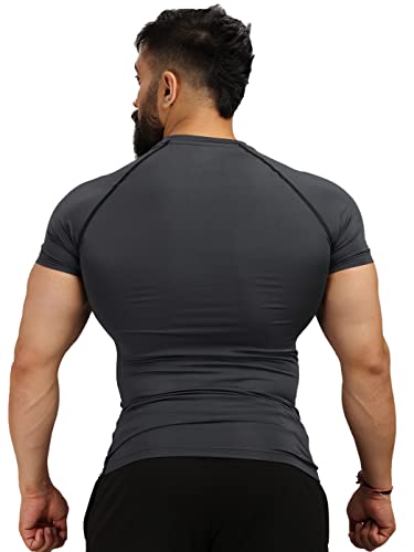 Image of FUAARK Men's Half Sleeve Compression T-Shirt - Athletic Base Layer for Fitness