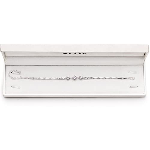 ALOV Jewelry Sterling Silver "mother daughter" Cubic Zirconia Bracelet3