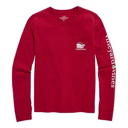 Image of Vineyard Vines Girls' Glitter Hat Santa Whale Long-Sleeve Pocket Tee