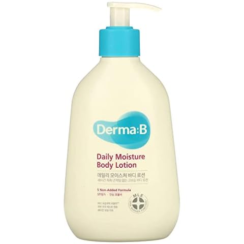 DERMA:B Daily Moisture Body Lotion 400 ml, Long-Lasting Moisturising Body Lotion, Gentle Moisturising Cream, Soothing Moisturising, Olive Oil Allantoin, MLE, Personal Care, Korean Cover