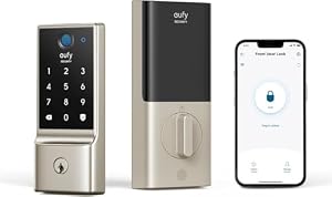 eufy Security Smart Lock C220, Fingerabdruck-schlüsselloses Türschloss, integriertes WLAN, App-Fernbedienung, Haustür-Smart-Lock-Riegel, 8 Monate Batterie, zuverlässige Leistung, IP53 wasserdicht,