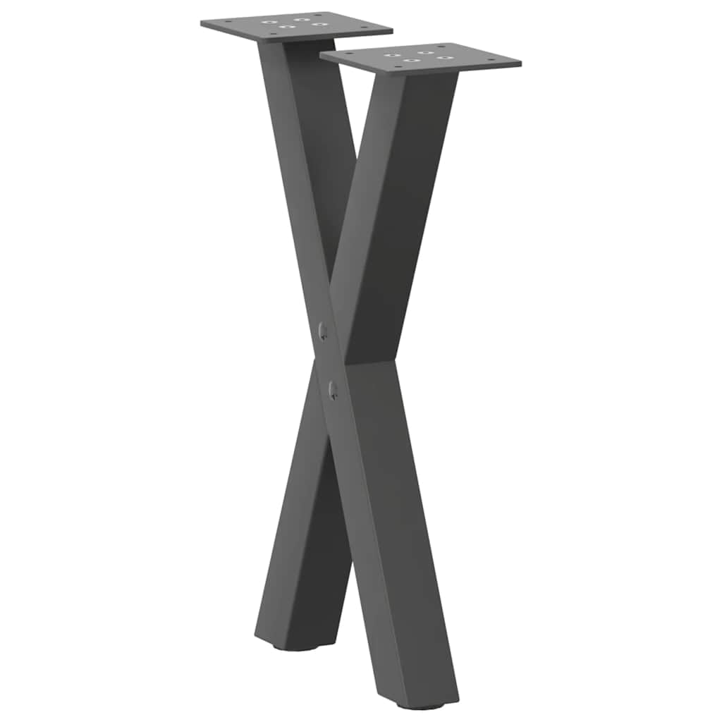 Patas de mesa de café en forma de X, 2 unidades, acero con recubrimiento en polvo, color antracita, 38 x (42 – 43) cm, con patas niveladoras ajustables, pie de rosca para mesa de café, mesa
