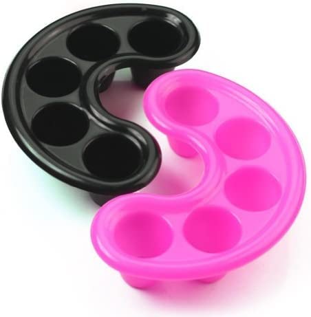 Beauticom 4 Pcs Nail Art Bubble Bath Spa Bowl Nail Hand Soak Tray Acrylic Gel Nails Soaking Trays Black & Pink Colour