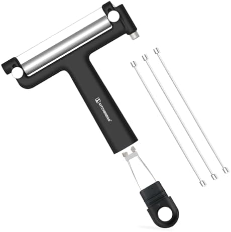 KITCHENDAO Adjustable Wire Cheese Slicer Cutter, 50% Stronger Wires with 2nd Gen Wire Fixing Mechanism, Adjustable Hand-Held Cheese Cutter, Quick Replacement, Dishwasher Safe, with 3 Extra Wires