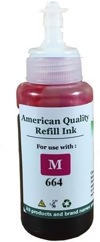 VividColors Magenta Ink Refill Bottle T6643 T664 664 Ink kit for ET-2500 ET-2550 ET-4500 ET-2500 ET-2550 ET-4500 ET-4550 ET-3600 ET-2600 ET-2650 ET-14000 ET-16500