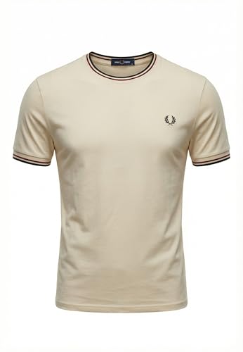 Fred Perry Twin Tipped T Shirt, Camiseta para hombre, crudo Oxblood Green, L