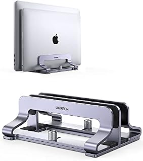 UGREEN Vertical Laptop Stand for Desk Dual Slot Laptop Stand Holder Adjustable Dock Aluminum Desktop Stand Compatible with MacBook Air Pro, Microsoft Surface Laptop 4, LG Gram 17