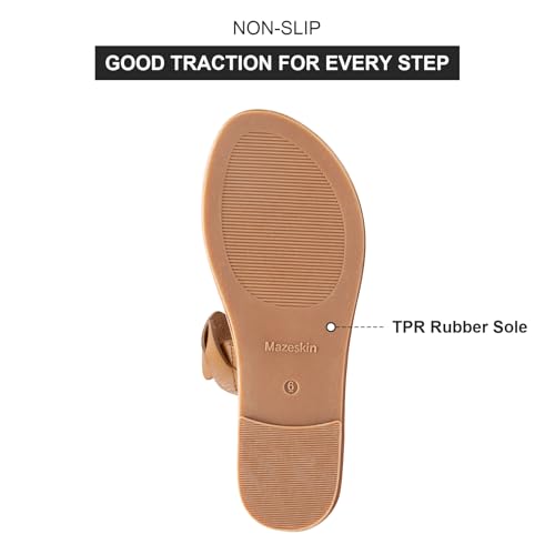 Image of mazeskin Women's Memory Foam Two Braid Band Comfortable Summer Straps Flat Slide Sandals