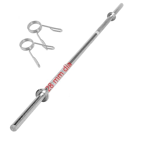 Image of Gyming World 6 feet - Solid 28 mm Thickness Barbell with 2 spring Locks, Standard Straight Weight Bar
