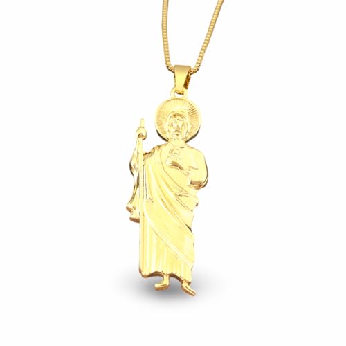 Pendentif Saint Jude Thaddaeus en cuivre doré, le collier des femmes en quête de protection
