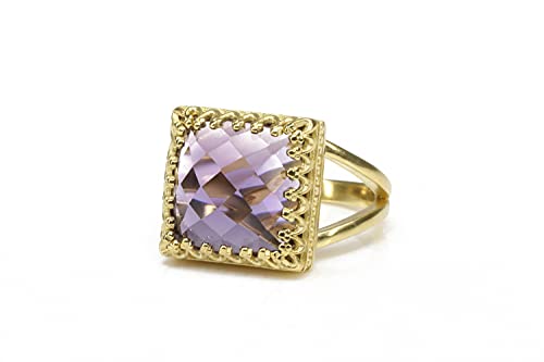 Bague d'améthyste fait main en or 14k au savoir-faire joaillier unique