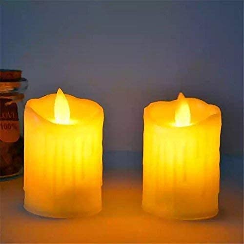 SATYAM KRAFTFlameless Battery Operated LED Candle with Melted Design Pillar (Pack of 2)